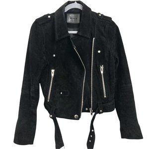 BLANK NYC Black Suede Belted Asymmetrical Zip Biker Moto Jacket - Size M